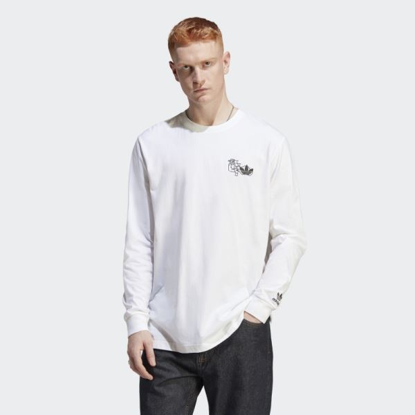 Adidas White Hack the Elite Graphic Long Sleeve Tee