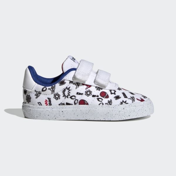 White Adidas x Marvel VULCRAID3R Spider-Man Hook-and-Loop Shoes