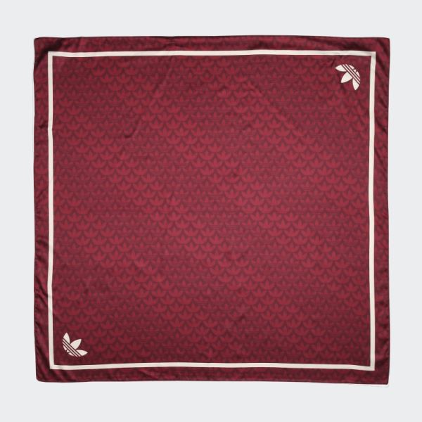 Adidas Trefoil Jacquard Monogram Head Scarf Red