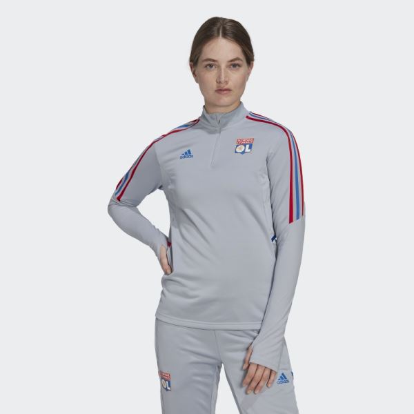 Olympique Lyonnais Tiro 21 Training Top Silver Adidas Hot