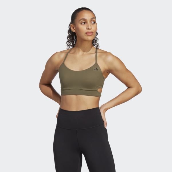 Fashion Olive Adidas Yoga Studio Light-Support Longline Bra