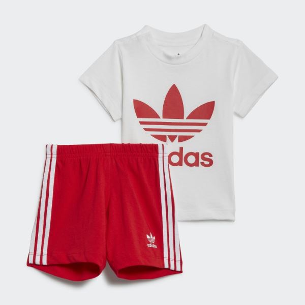 White Adidas Trefoil Shorts Tee Set