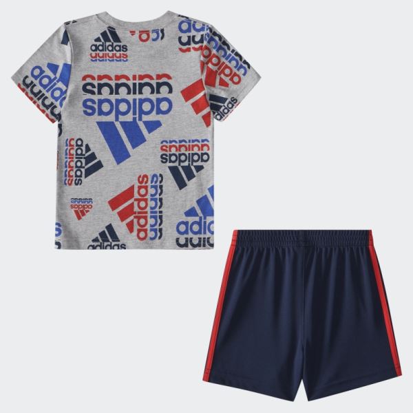 Adidas Medium Grey IBAOP CTN TEE SHORT SET