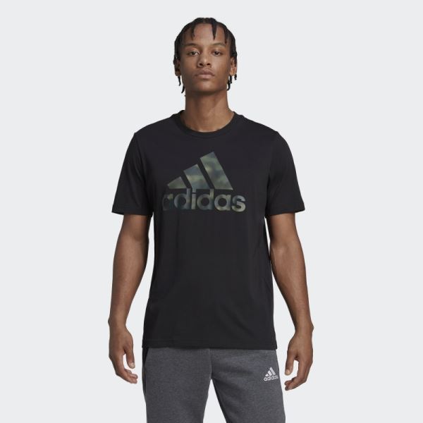 Black Adidas Essentials Camo Print Tee