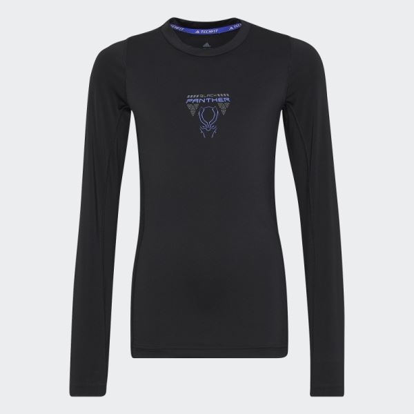 Adidas Marvel Black Panther Techfit Long Sleeve Tee Black