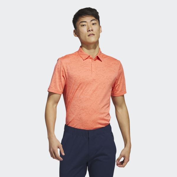 Coral Textured Jacquard Golf Polo Shirt Adidas