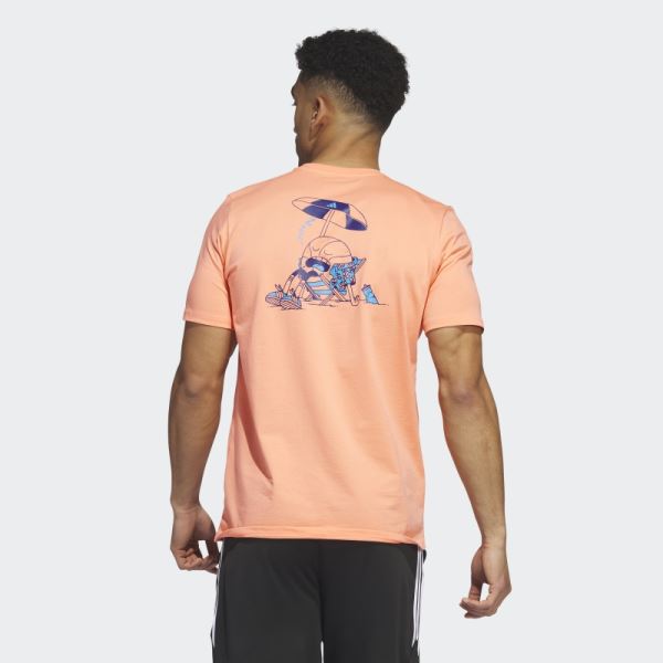 Lil Stripe Spring Break Graphic Short Sleeve Basketball Tee Adidas Coral