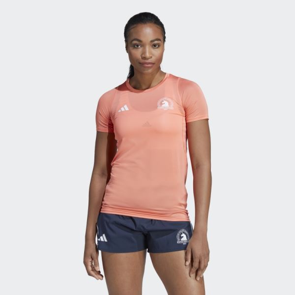 Boston Marathon 2023 Allover Print Tee Coral Adidas