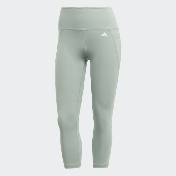 Optime Stash Pocket High-Waisted 3/4 Leggings Adidas Silver Green