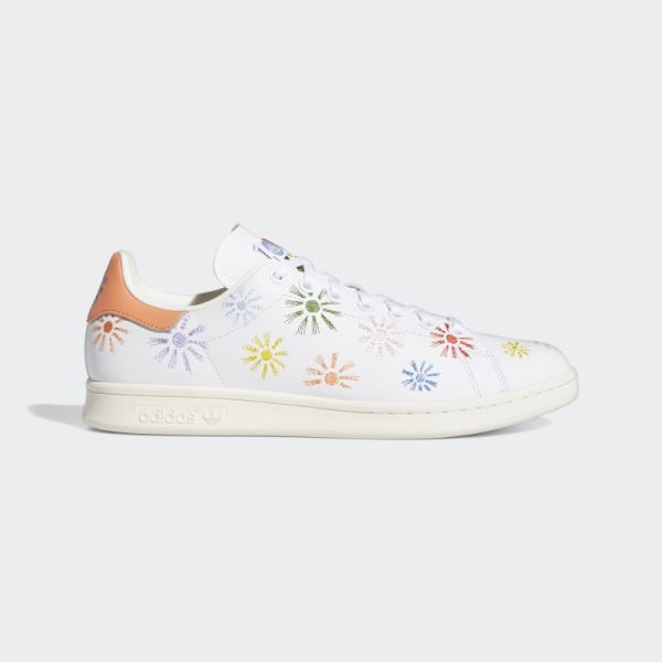 White Adidas Stan Smith Pride Shoes