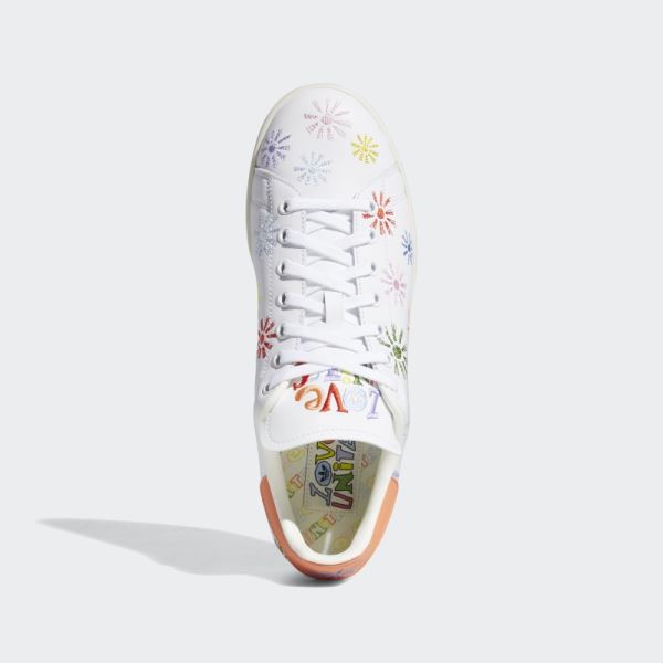 White Adidas Stan Smith Pride Shoes