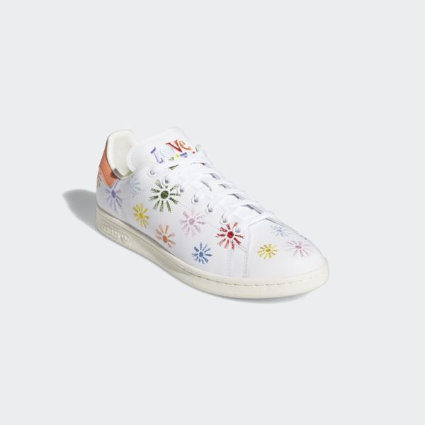 White Adidas Stan Smith Pride Shoes