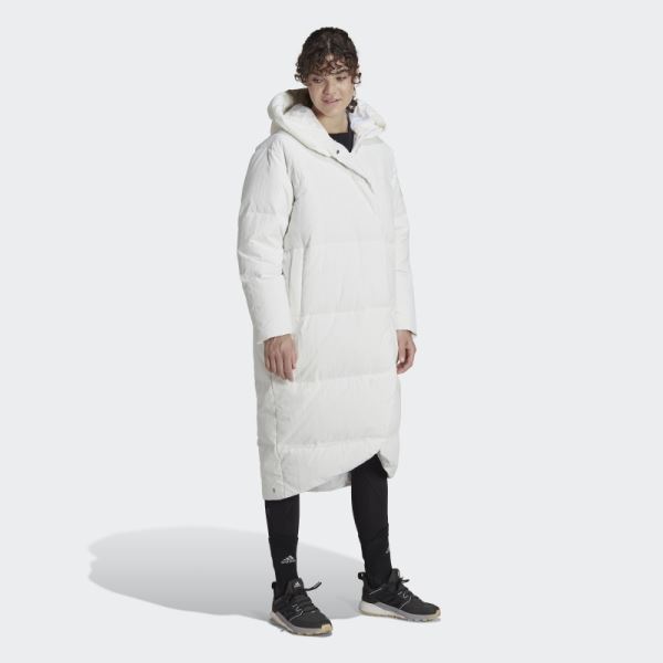 White Adidas Big Baffle Down Coat