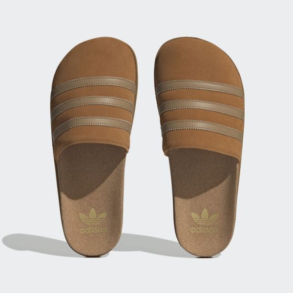 Adidas Light Brown Adimule Lea Slides