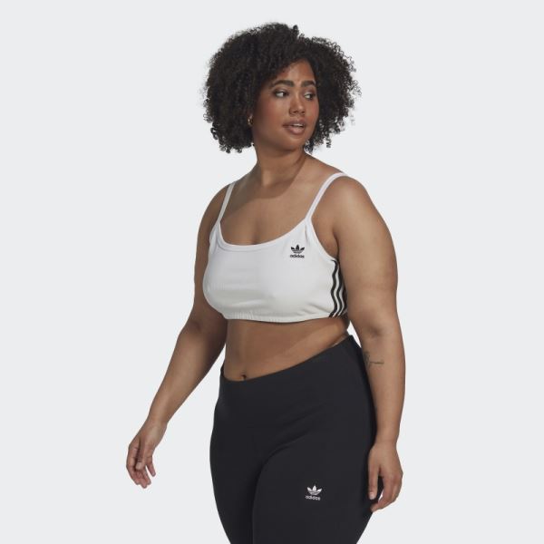 White Adidas Adicolor Classics Bra Top (Plus Size)