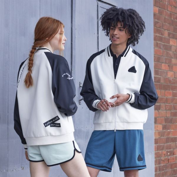 Adidas Printed Bomber Jacket (Gender Neutral) White