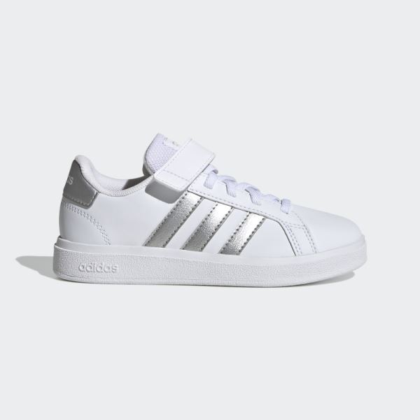 White Grand Court Elastic Lace and Top Strap Shoes Adidas