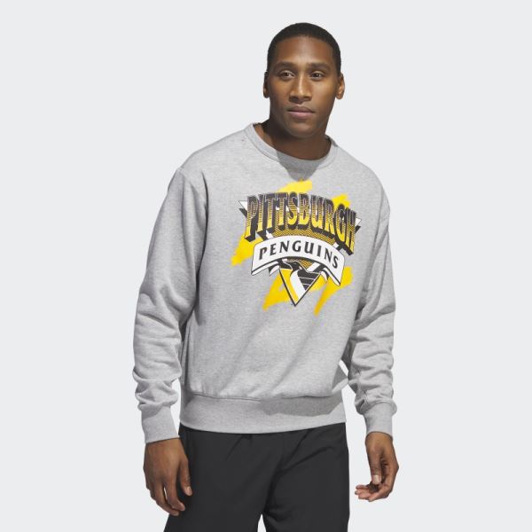 Adidas Penguins Vintage Crew Sweatshirt Medium Grey