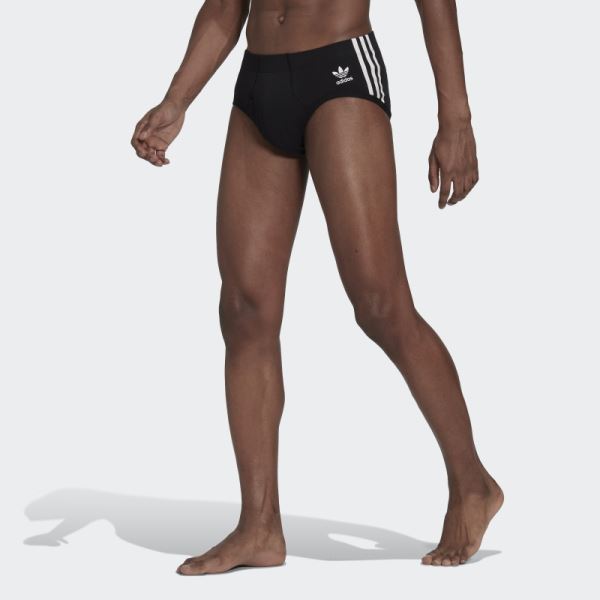 Comfort Flex Cotton 3-Stripes Briefs (3 pairs) Black Adidas