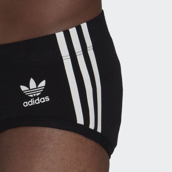 Comfort Flex Cotton 3-Stripes Briefs (3 pairs) Black Adidas