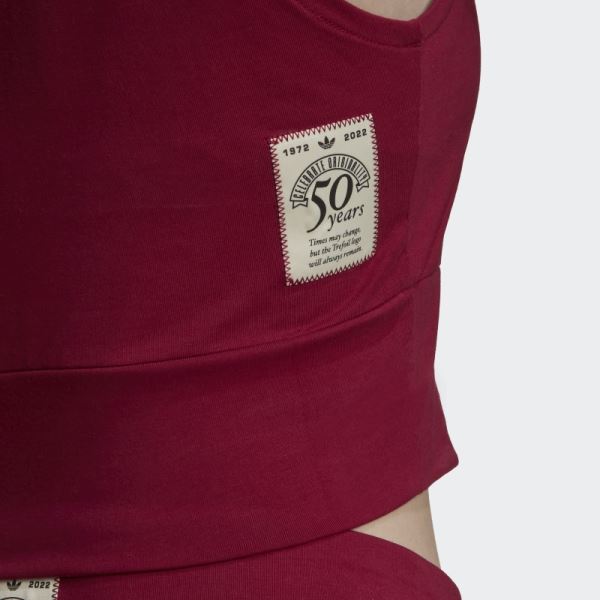 Burgundy Adidas Originals Class of 72 Crop Top Fashion