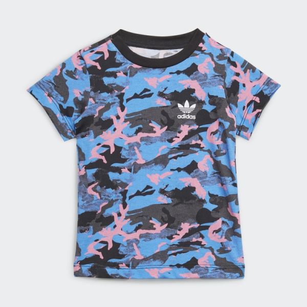 Adidas Allover Print Camo T-Shirt Blue