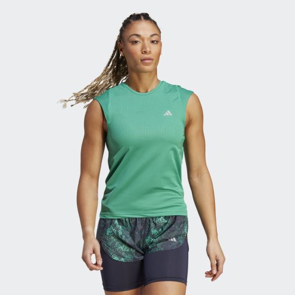 Adidas Fast Running Tee Court Green