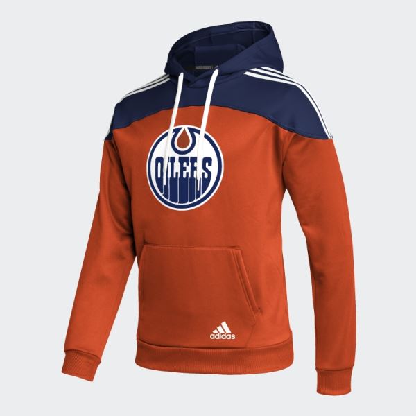 Oilers Pullover Hoodie Orange Adidas