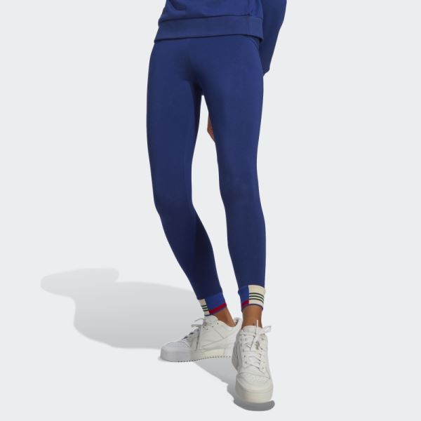 Victory Blue Adidas Ribbed Cuff Leggings