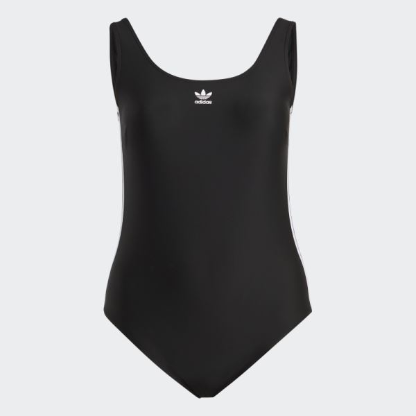 Adidas Black Adicolor 3-Stripes Swimsuit (Plus Size)