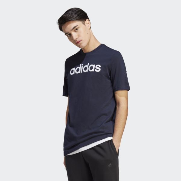 Adidas Essentials Single Jersey Linear Embroidered Logo Tee Ink