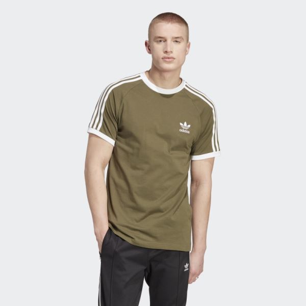 Olive Adidas Adicolor Classics 3-Stripes Tee