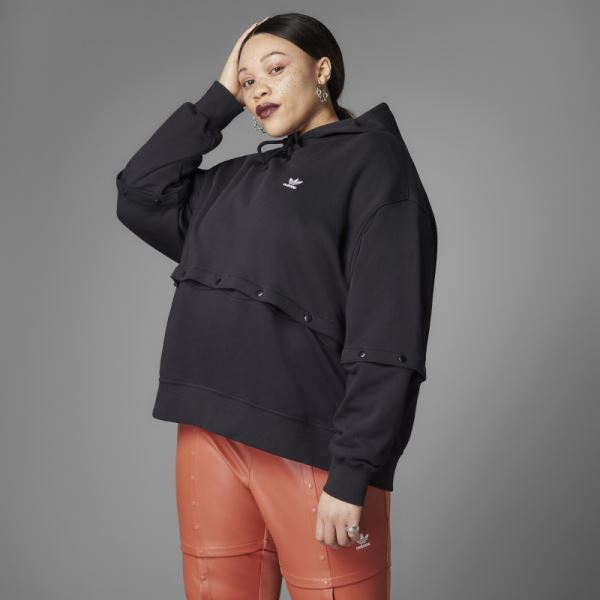 Adidas Black Always Original Snap-Button Hoodie (Plus Size)