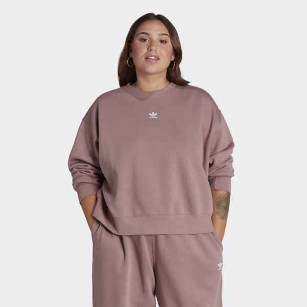 Adidas Purple Adicolor Essentials Crew Sweatshirt (Plus Size)