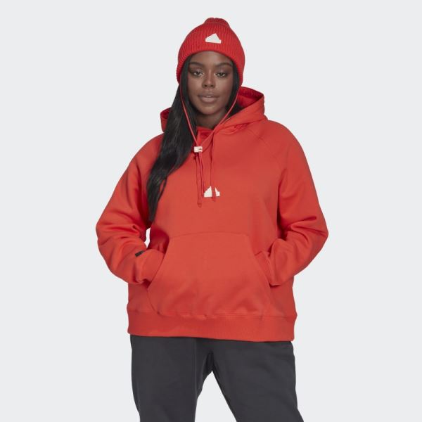 Red Adidas Oversized Hooded Sweatshirt (Plus Size)