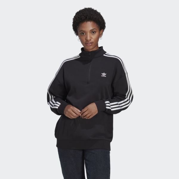 Black Adidas adicolor Trefoil Quarter-Zip Sweatshirt