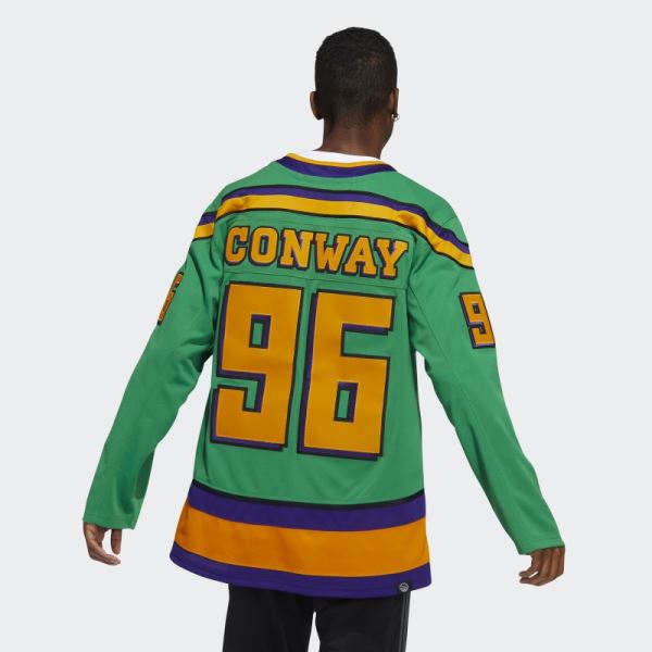 Green Adidas Mighty Ducks Conway Authentic Jersey