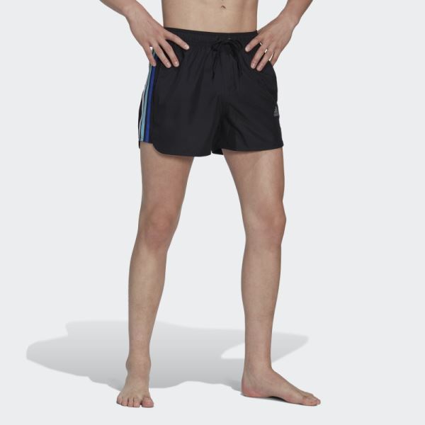 Black Adidas Very Short Length Retro Split Swim Shorts