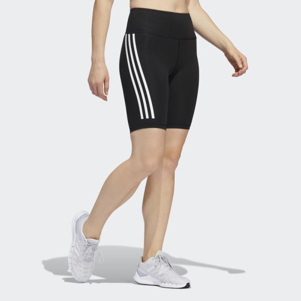 Adidas Optime Trainicons 3-Stripes Bike Short Leggings Black