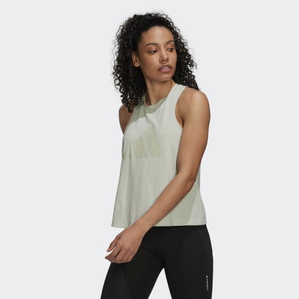 Green Train Icons 3 Bar Logo Tank Top Adidas