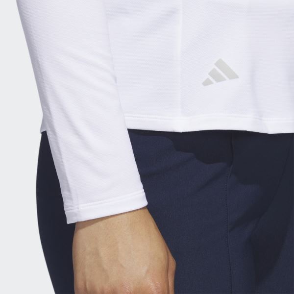 Quarter-Zip Long Sleeve Golf Polo Shirt White Adidas