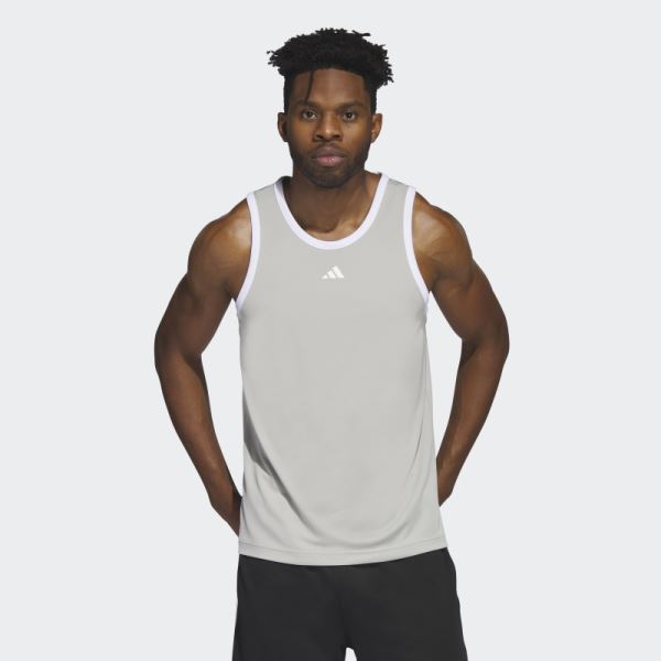 Adidas Basketball 3-Stripes Tank Top Fashion Metal Grey