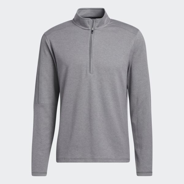 Grey Mel 3-Stripes Quarter-Zip Pullover Adidas