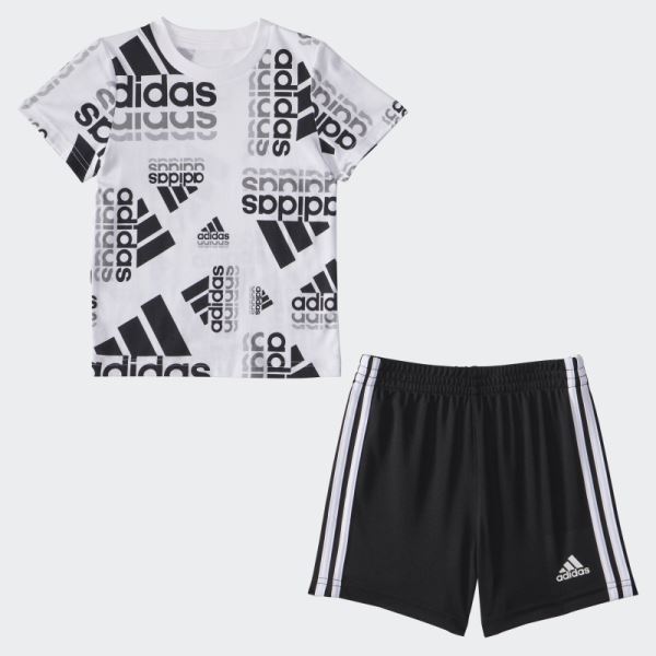 White IB CTN AOP TEE SHORT SET Adidas