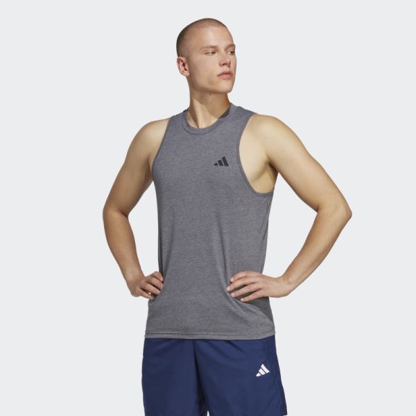 Dark Grey Heather Adidas Train Essentials Feelready Training Sleeveless Tee