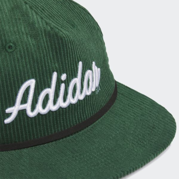 Corduroy Leather Five-Panel Rope Hat Dark Green Adidas