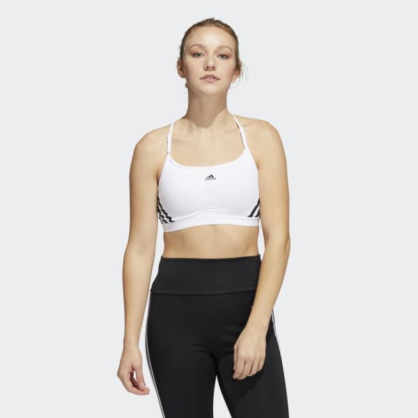 White Adidas Aeroreact Training Light-Support 3-Stripes Bra Fashion