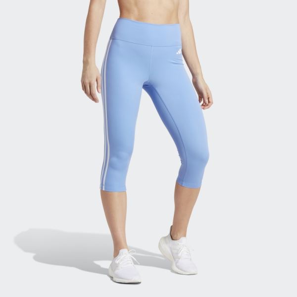 Train Essentials 3-Stripes High-Waisted 3/4 Leggings Adidas Blue