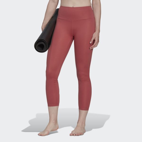 Adidas Red Yoga Essentials High-Waisted Leggings Stylish