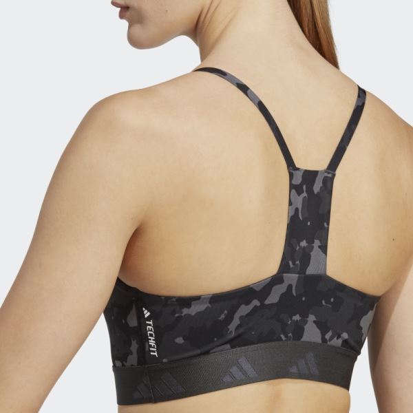 Grey Aeroreact Training Light-Support Techfit Bra Adidas